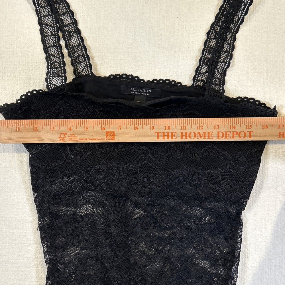 AllSaints Women Charlie Lace Bodysuit Black Lace Sleeveless 10 - Picture 14 of 15